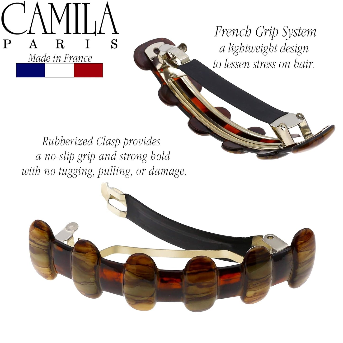 Camila Paris MP802 French Hair Barrette Clip for Girls for Thick Curly Wavy Long Hair, Strong Hold Grip Hair Clips for Women, Automatic, No Slip Durable Styling Girls Hair Accessories, Made in France