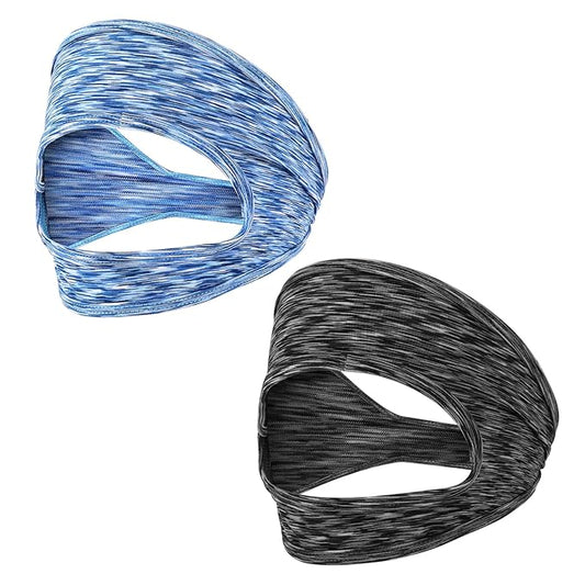 2Pcs VR Face Mask, Adjustable VR Sweat Band Breathable Eye Face Cover for Most VR Devices (Black/Blue)