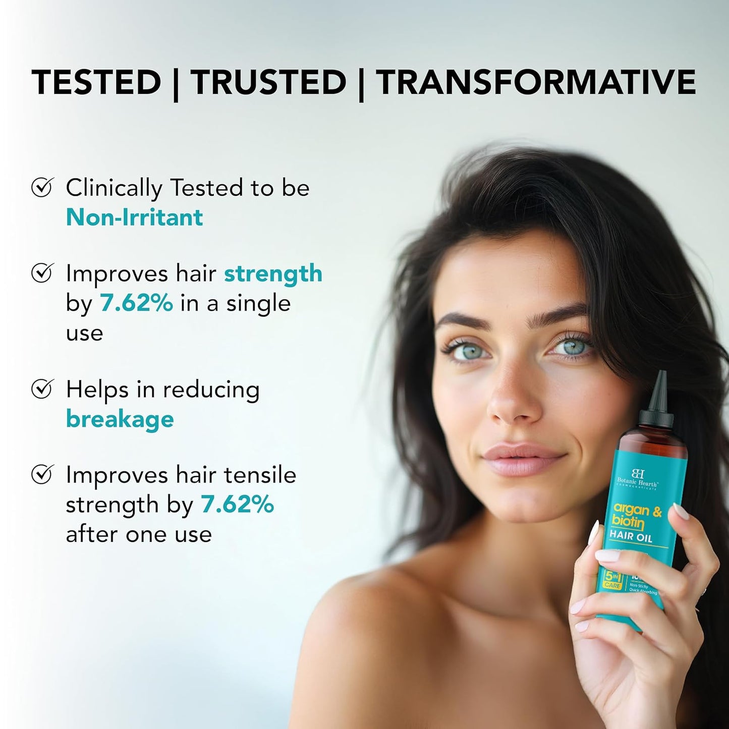 Botanic Hearth Argan & Biotin Oil to Tame Frizz and Add Shine (6.7 fl oz)|Nourishing And Strengthening Hair Treatment For Thicker, Healthier|Looking Hair | Paraben Free | Suitable For All Hair Types