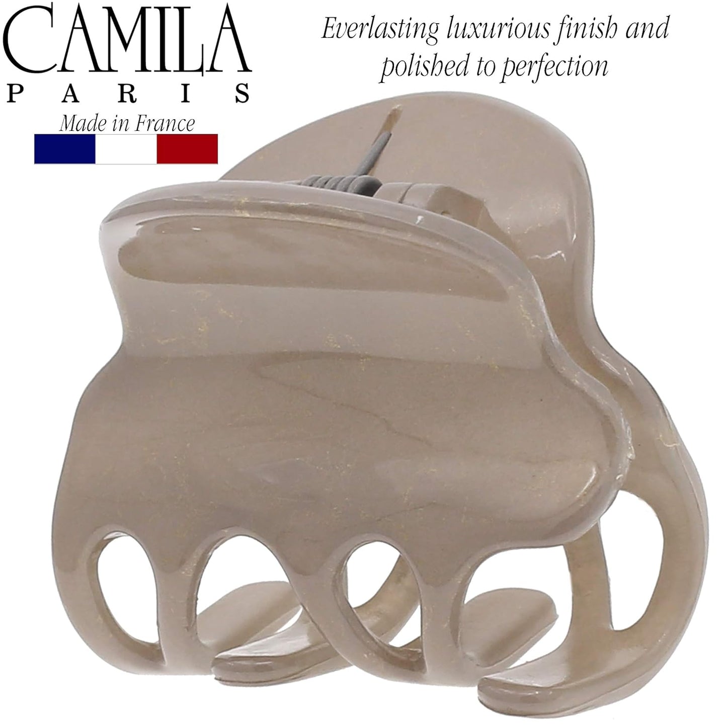 Camila Paris CP3126 French Hair Clip for Women, Small Beige Girls Hair Claw Clips Fashion Durable Hair Accessories for Women, Luxury Ladies Strong Hold No Slip Grip Clamp, Made in France