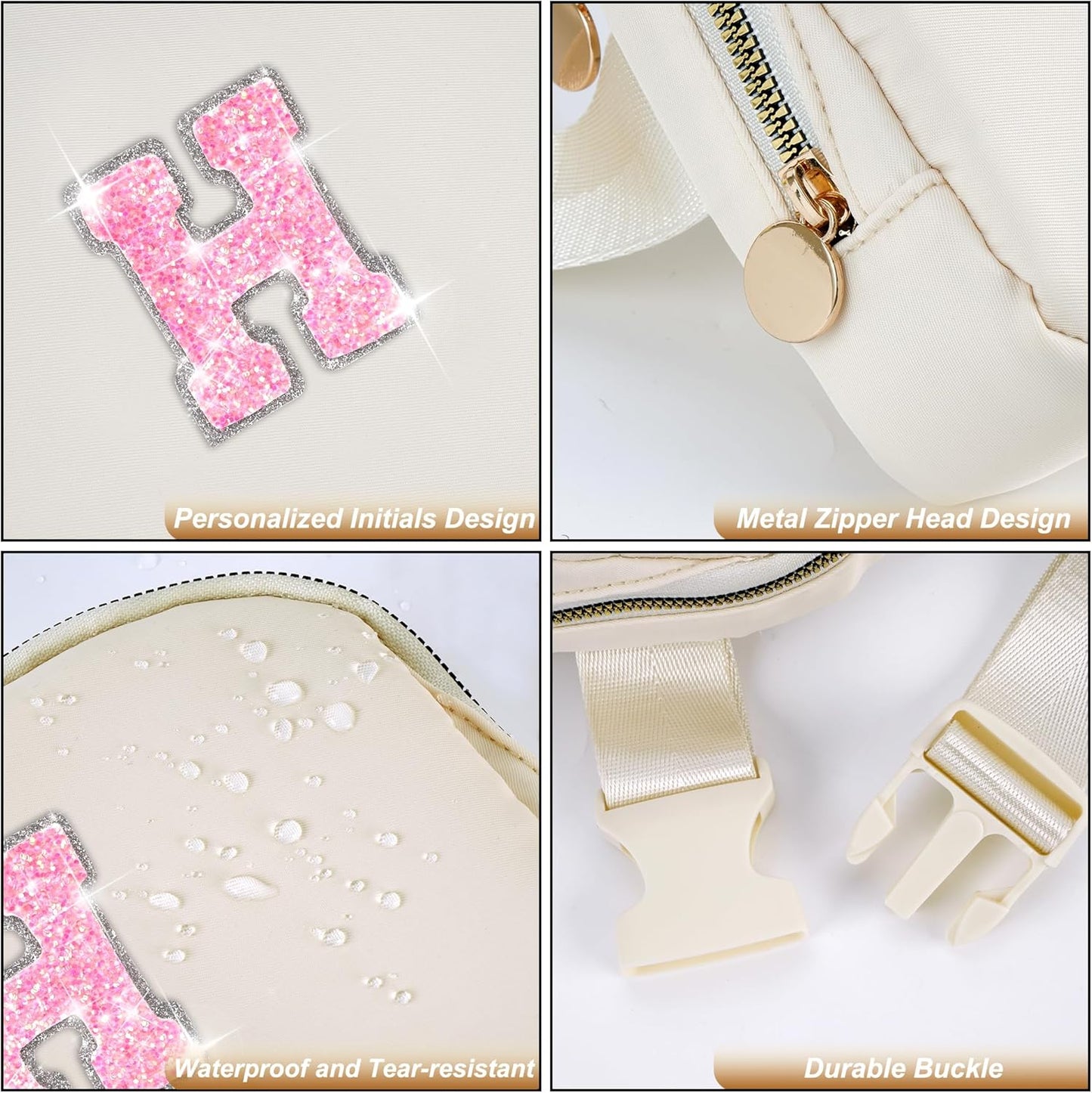 Monogrammed Gifts for Girls Women - Fanny Pack for Kids Teens,Crossbody Bag for Women Trendy Everywhere Belt Bag Monogrammed Crossbody Bag Waist Pack | Cream,Initial H