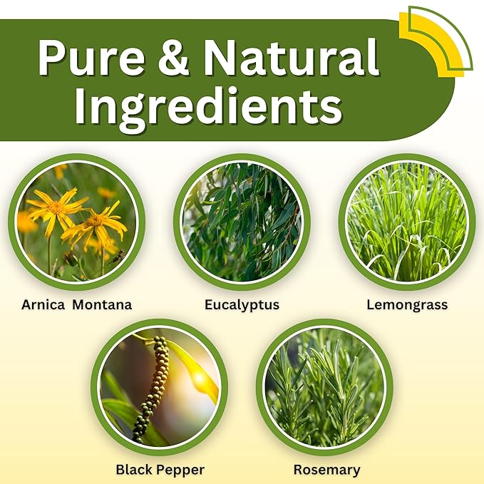 Relief Arnica Cream – Enriched with Lemongrass, Eucalyptus & Rosemary Essential Oils – All Natural Massage Lotion for Sore Muscles & Stiffness. Perfect for Massage Therapy by Brookethorne Naturals