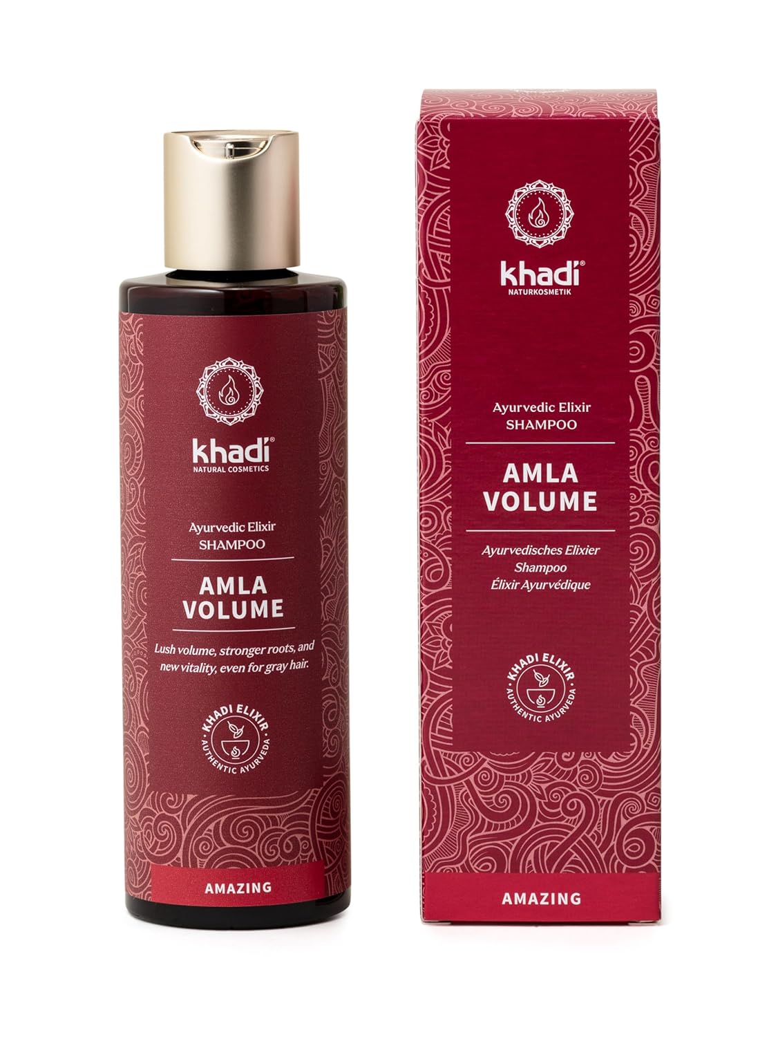 KHADI AMLA VOLUME Ayurvedic Shampoo - Powerful hair & volume through strong hair roots - 100% natural, vegan, silicone & sulfate-free - 6.7 fl oz