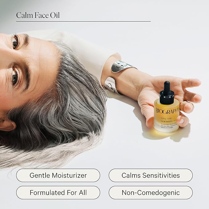 Biography Face Oil Quieting Moisturizer & Beauty Body Oil Skincare Gift Set for Women, Gua Sha w/Vitamin E, Evening Primerose, Jojoba, Guarana Seed. Skin Hydrating Sea Chrome & Long June