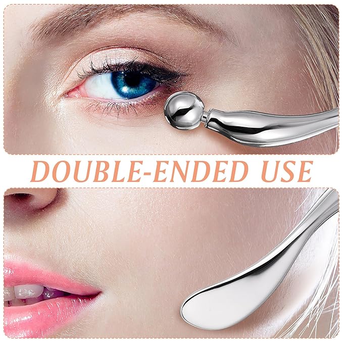 Zinc Alloy Eye Cream Spoon Eye Fatigue Relief Massage Tool for Skincare Makeup Application and Facial Care Silver Eye Spoon for Cream and Gel Application