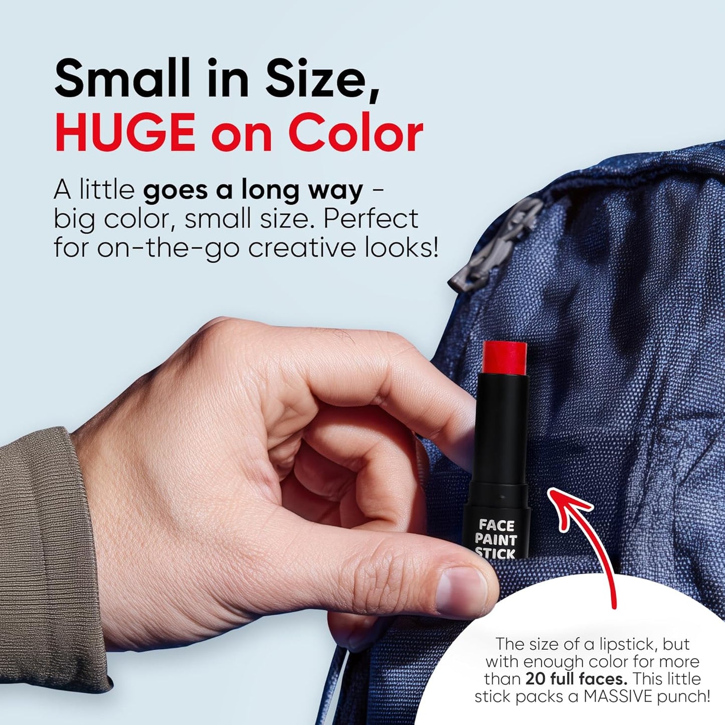 Blue Squid PRO Red, White and Black Face Paint Stick - Waterproof Body Paint Adults & Kids Eye Black Baseball, Eyeblack Softball -Hypoallergenic Twist-Up Non-Toxic Makeup Stick - Cosplay, Sports & SFX