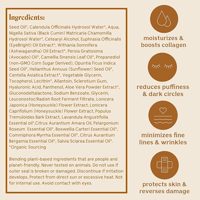 Solluna by Kimberly Snyder Feel Good Eye Cream — Anti-Aging Plant Based Under Eye Treatment with Hyaluronic Acid, Ashwagandha, Calendula & Eyebright Botanicals (0.5oz) Non-Toxic Cruelty-Free & Vegan