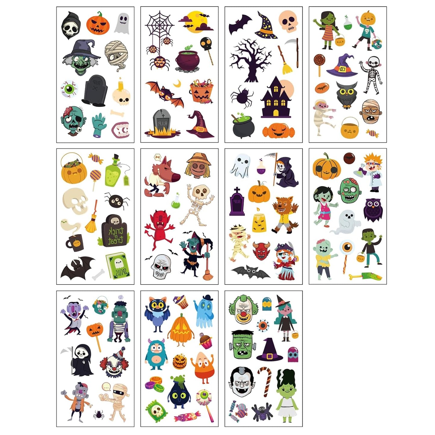 Halloween Temporary Tattoos for Kids - 120 Pieces Halloween Trick or Treat Fake Tattoos Stickers for Boys and Girls,Halloween Party Favors for kids Assorted Goodies Tattoos Goody Bag Stuffers