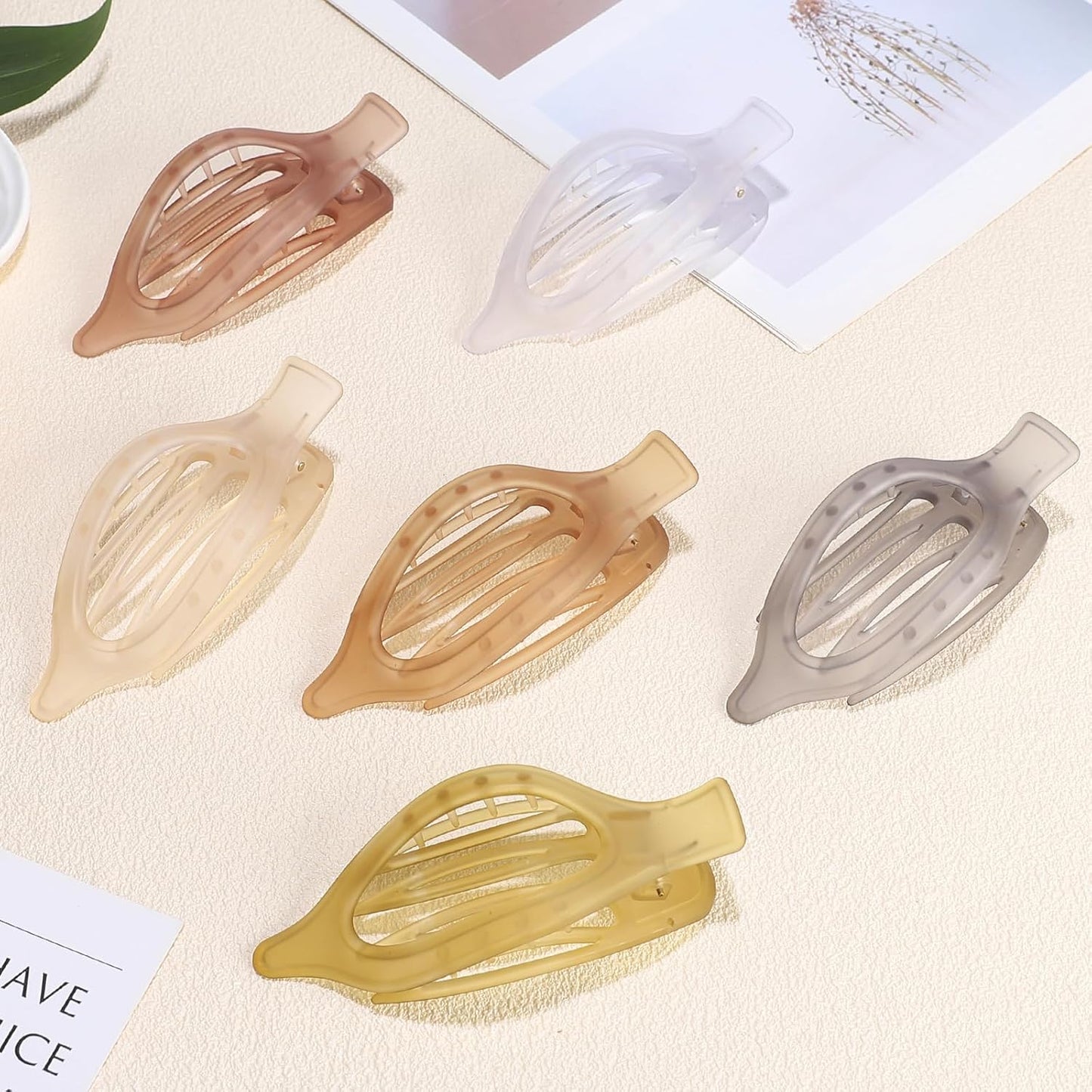 Flat Hair Clip 6 pcs Lay Down Claw Clips Hair Accessories for Women -Ice Cream