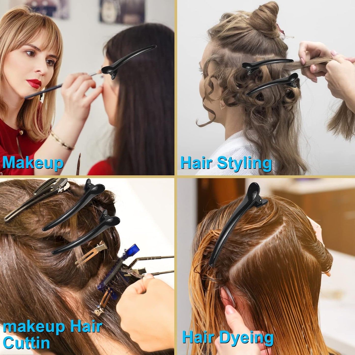 Hair Clip, 12 Count Alligator Hair Clips for Women, Duckbill Hair Barrettes Pins, Non Slip Colorful Plastic Duck Billed Hair Clips for Styling Sectioning-Black