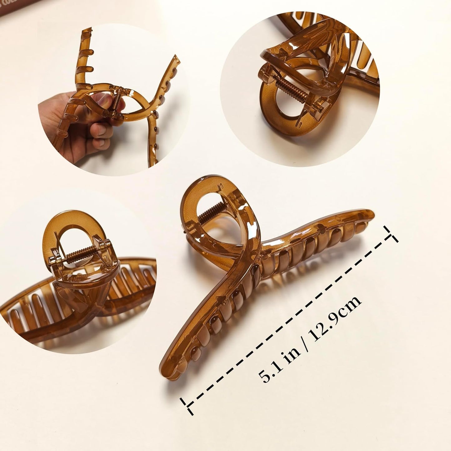 5 Inch Hair Claw Clips Extra Large No Slip Big Jelly XL Clip for Thick Curly Long Hair Women, 4 Pack