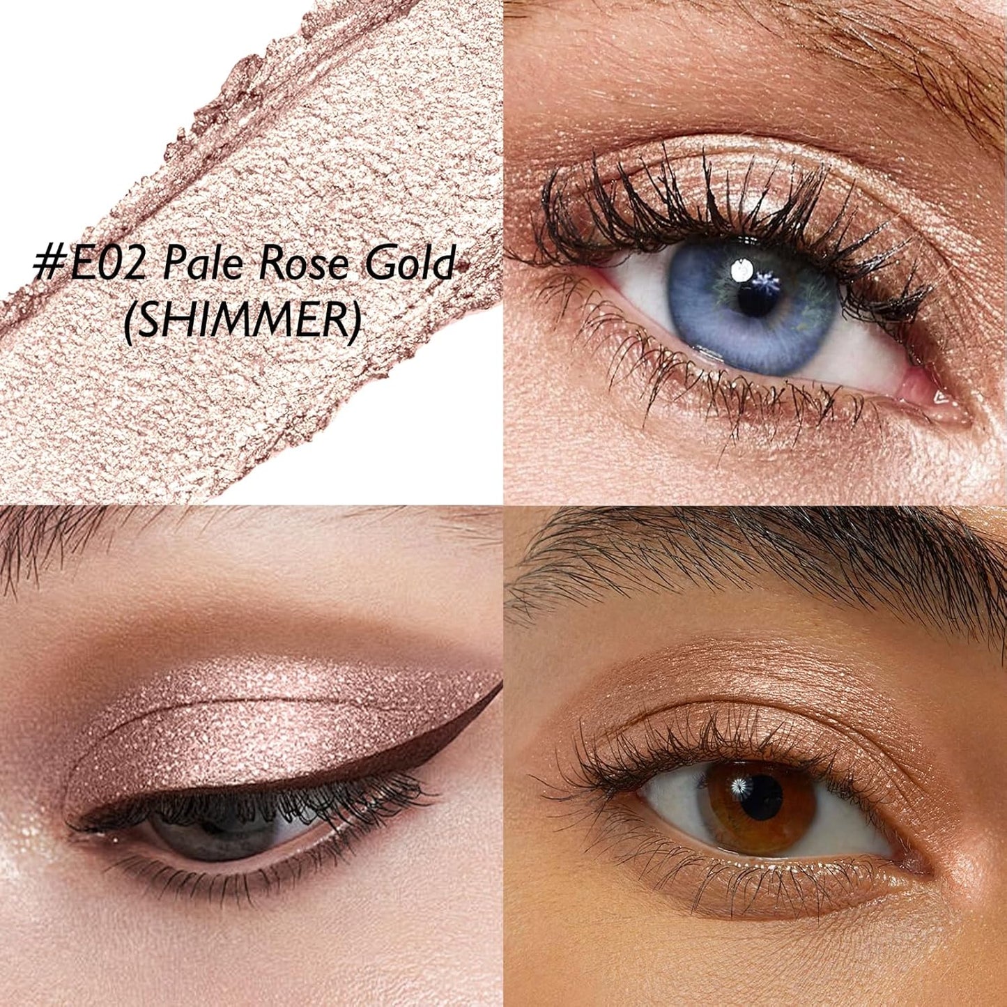 Glitter Eyeshadow Stick - Pale Rose Gold Shimmer Long Lasting Cream Eye Shadow Pencil Buildable Sparkling Face Highlighter Makeup, Lightweight Waterproof & Smudge Proof for Easy Application