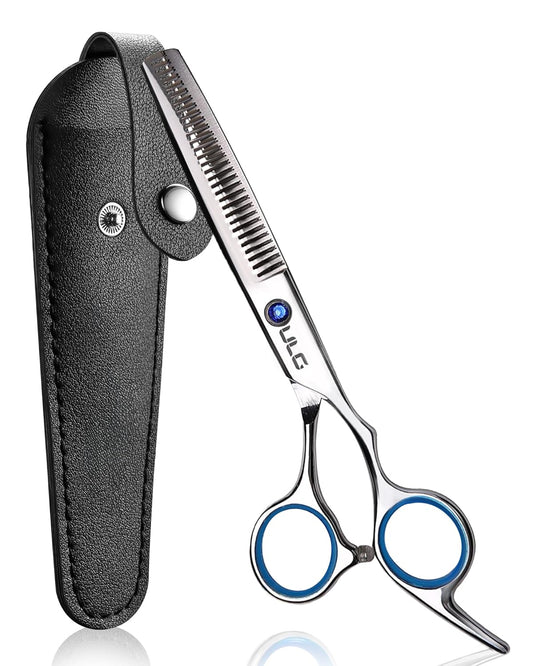 ULG Professional Thinning Shears with Leather Case - 6.5“ Japanese Stainless Steel Texturizing & Hair Cutting Scissors for Salon & Home Use
