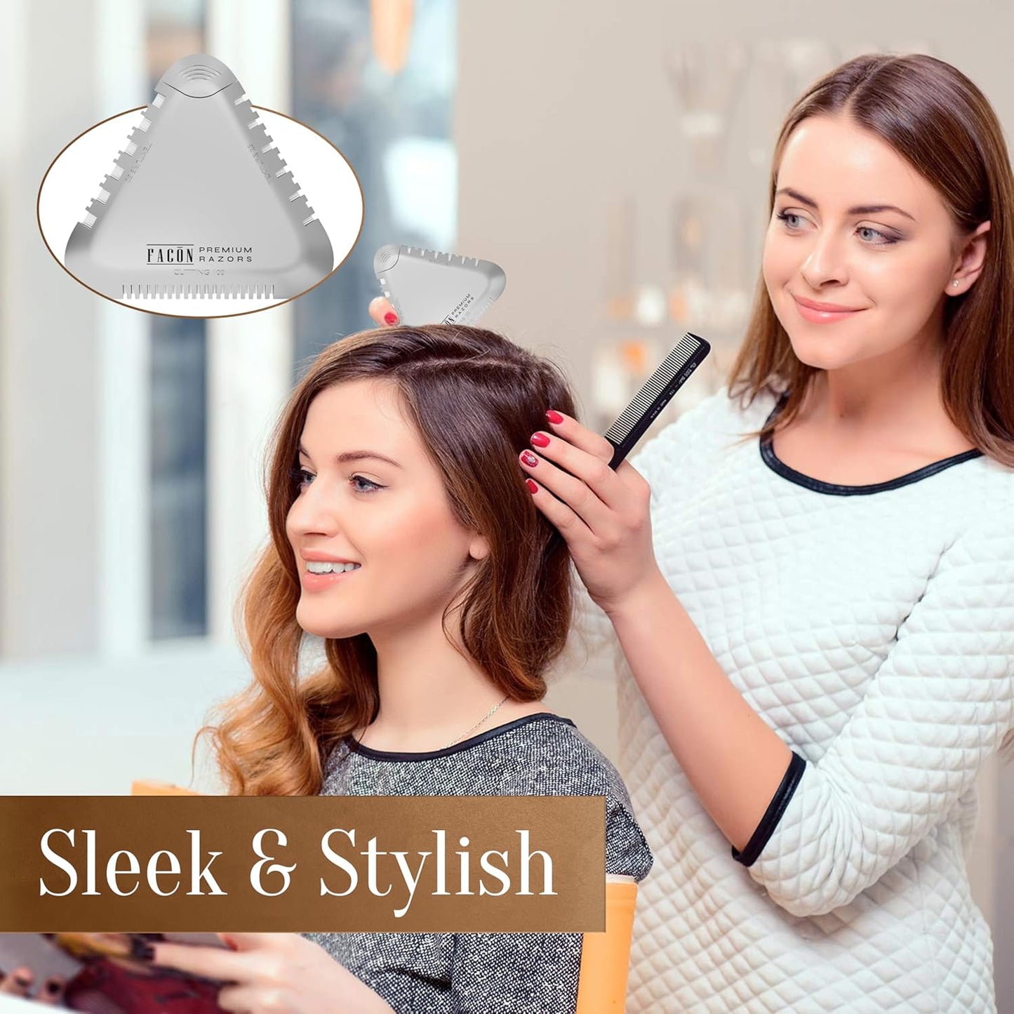 Facón Razor Comb for Hair Cutting - Professional Hair Cutting Comb Kit with 13 Replacement Blades, Double Edge Shaper for Salon & Home, Premium Styling Thinning Texturizing Split Ends Trimming Razor