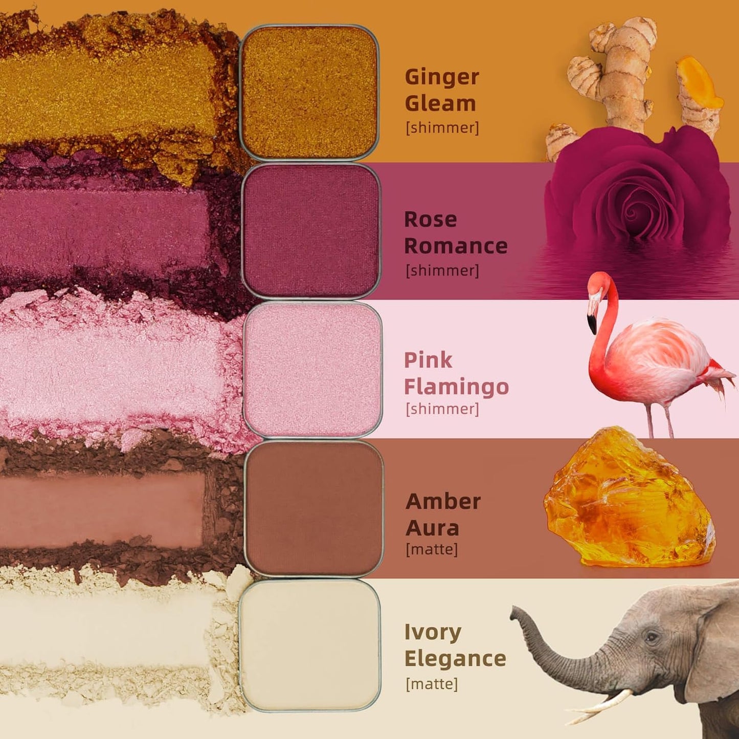 Magnetic Single Shimmer Pink Eyeshadow with Metal Pan, Light Pink Eyeshadow Refill Pan for hooded eyes, for DIY Empty Magnetic Palette (pink flamingo)