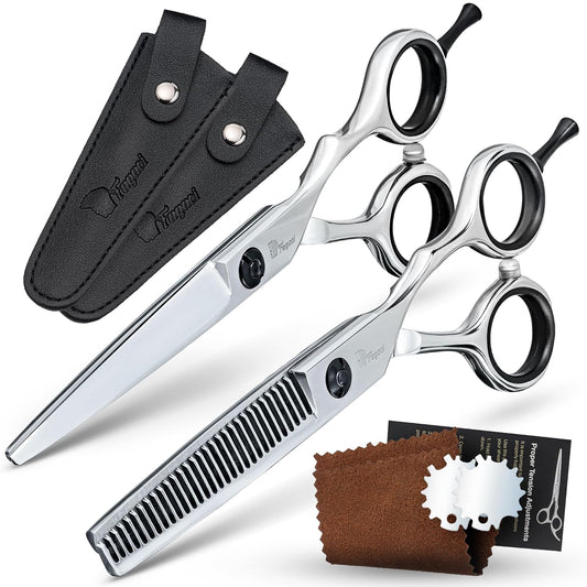 Fagaci Hair Cutting Scissors Set 6" Razor-Sharp, Professional Hair Scissors with Precise Cut and No Snag, Thinning Shears for Haircutting, Lasting Sharpness and Durable Steel Haircut Barber Shears