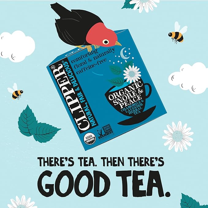 Clipper Tea Snore and Peace Chamomile & Lavender Herbal Tea – Caffeine Free, USDA Organic, Great Hot or Iced – Comfortingly Floral, Natural, Fair & Delicious – 50 Tea Bags