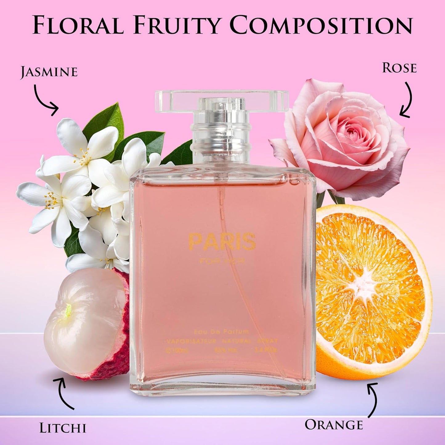 NovoGlow Paris For Her Eau de Parfum Spray Perfume, Fragrance For Women-Daywear, Casual Daily Cologne Set with Deluxe Suede Pouch- 3.4 Oz Bottle- Ideal EDT Beauty Gift for Birthday, Anniversary (3.4)