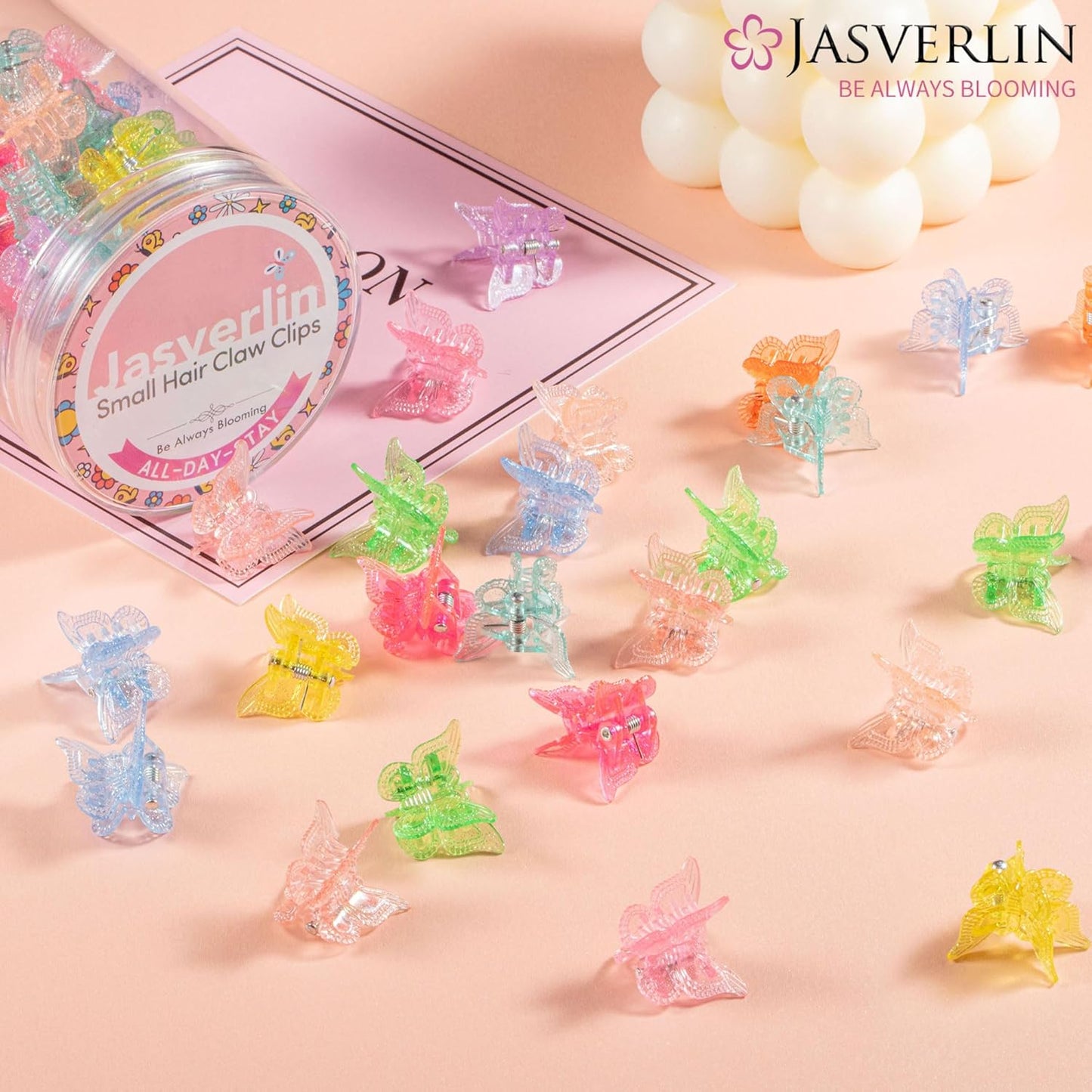 Mini Butterfly Hair Clips, Little Girls Y2k Accessories for Toddler Kids, Cute Tiny Claw Clips for Women Festival Sparkly 90s Outfits 10 Rainbow Colors 50 Pcs (Glitter)