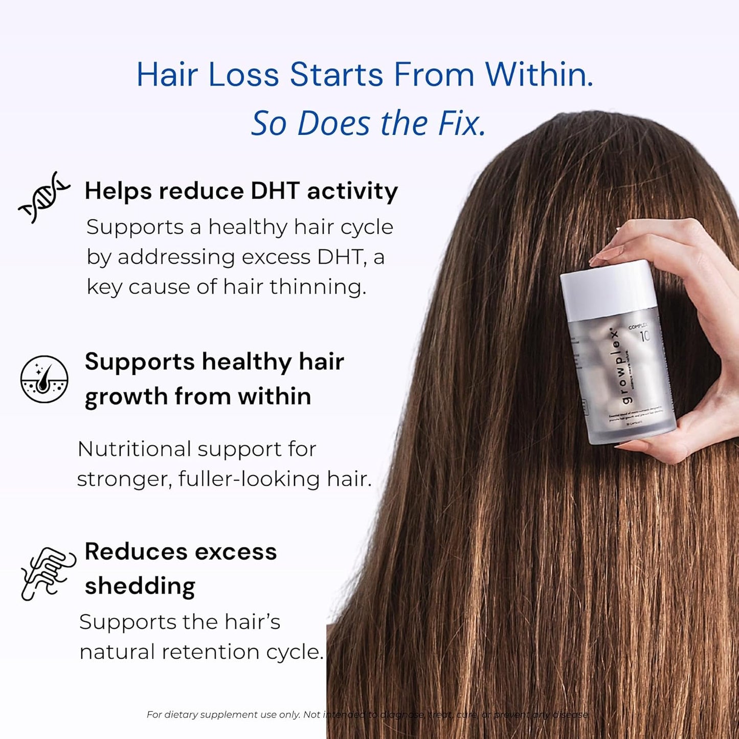 Complex10 Hair Support Supplement with Biotin, Collagen & 10 Essential Nutrients – Supports Healthy, Stronger-Looking Hair – 30 Capsules for Men & Women