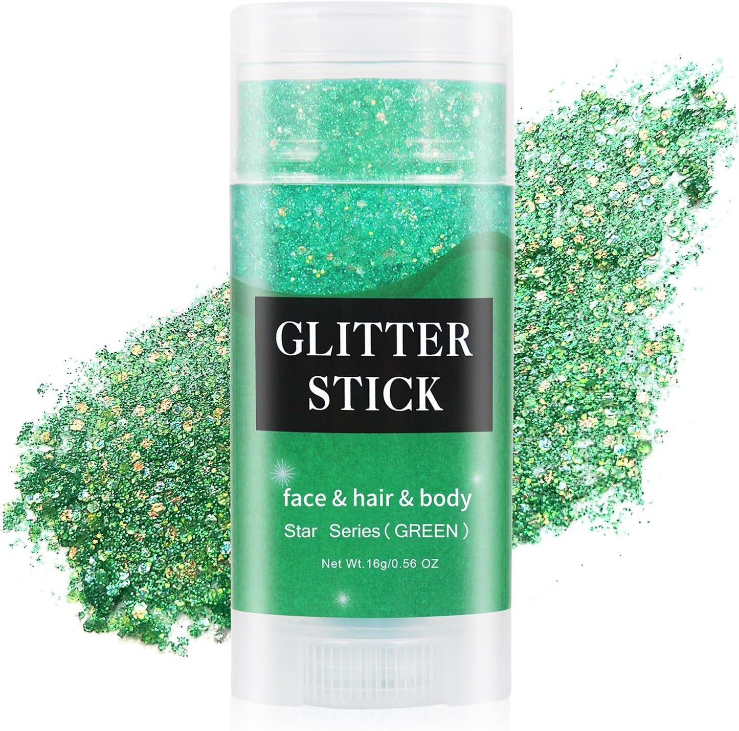 MEICOLY Green Face Glitter Stick,Green Accessories for Spirit Week,Alien Face Glitter,Hair Glitter for Women Kids,Irish St Patricks Day Accessories,Rave Festival Mermaid Chunky Makeup for Mardi Gras