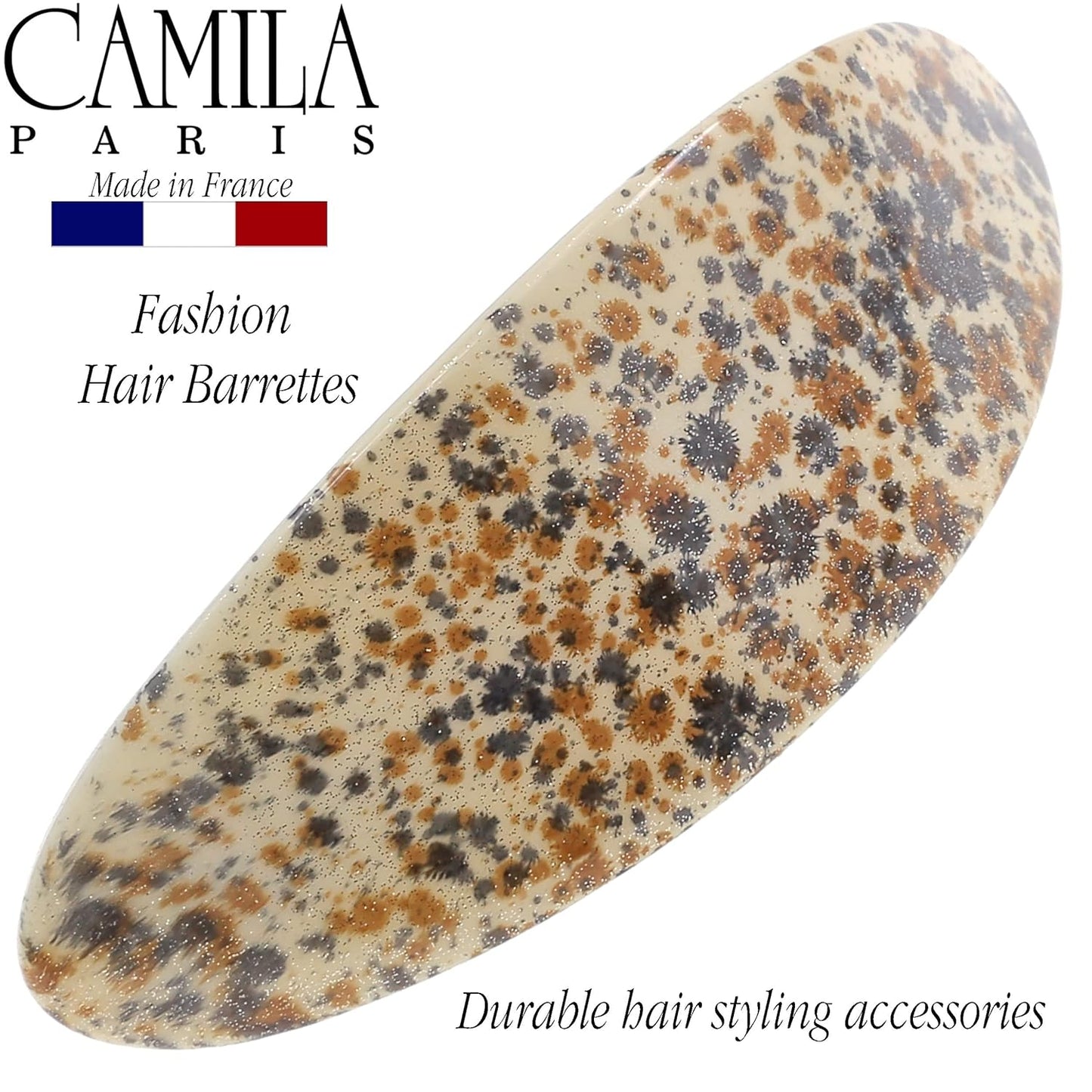 Camila Paris CP3297 French Hair Barrette Oval For Thick Curly Wavy Long Hair, Strong Hold Grip Hair Clips for Women, No Slip Rubberized Metal Clasp, Styling Girls Hair Accessories, Made in France
