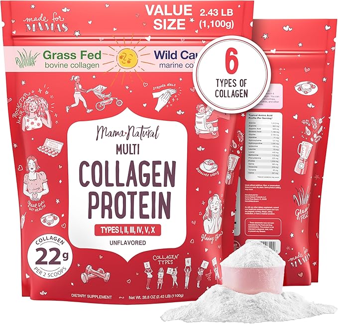 Multi Collagen Protein Powder Value Pack (100 Servings) - Unflavored & Hydrolyzed with 6 Types (1, 2, 3, 4, 5 & 10) - Pure Collagen Peptides for Women - Grass Fed Beef, Wild Fish & USA Eggshell