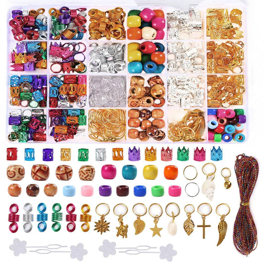 Leeven 417PCS Dreadlock Accessories Hair Braid Accessories with Braid Rings Hair Hoops Hair Clips Dreadlock Beads Colorful Cord Hair Rings