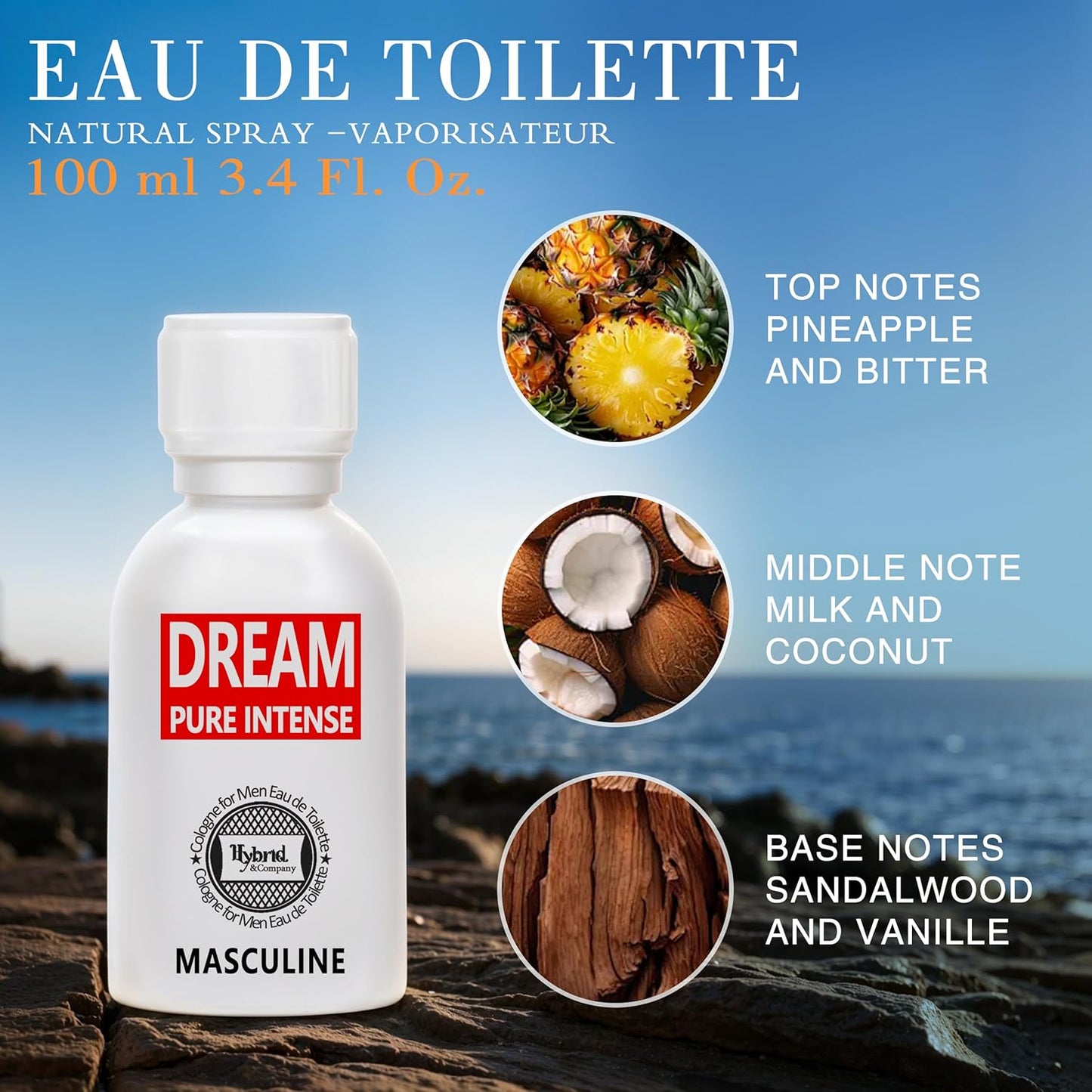 Hybrid & Company Mens 4 Pcs Infinite Grey Dream Pure Intense Iconique France Guilty Eau De Perfum Vaporisateur Natural Spray