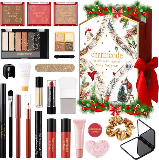 Makeup Advent Calendar 2025, 24 Days Christmas Countdown Calendar Gift Set for Adult Women Teen Girls, Xmas Holiday Beauty & Cosmetic Surprise Make up Kit for Women Full Kit