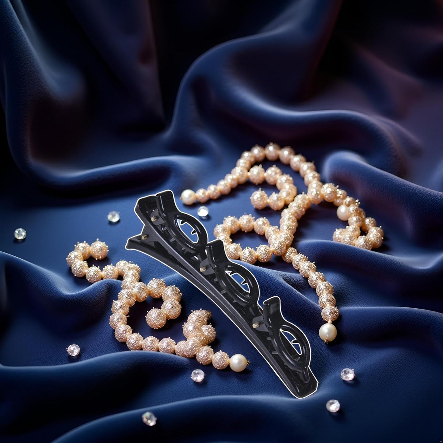 Black Sparkling Crystal Stone Braided Hair Clips,Double Bangs Hair Clips Braided Hairpins, Braided Hair Clip with Rhinestones, Side Bangs Hair Styling for Women, Hair Accessories