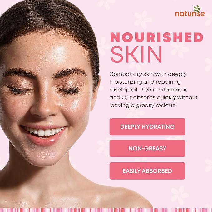 Organic Rosehip Seed Oil for Face, 100% Pure, Natural Cold Pressed Rose Hip Oil for Skin, Hair, Nails and Body Care (1 FL. OZ.)