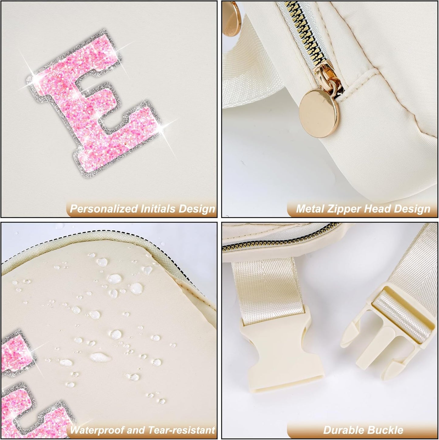 Party Favors Bags for Kids 8-12 4-8,Party Gift Bags for Girls Teens,Party Accessories,Belt Bag Waist Packs Fanny Pack Crossbody Bags for Women Girls | Cream,Initial E