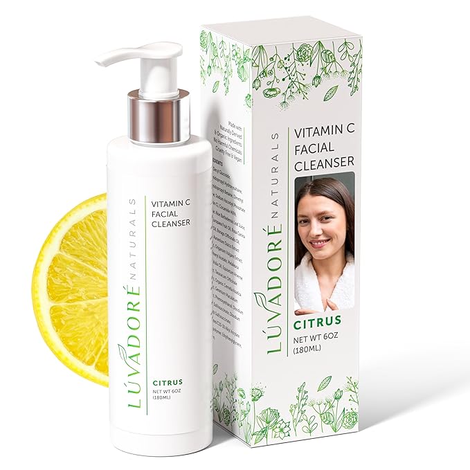 Vitamin C Facial Cleanser – Brightening Face Cleanser with Organic Olive Oil, MSM, Botanical Extracts – Gentle and Hydrating Face Wash for Uneven Skin Tone, Fine Lines, Wrinkles