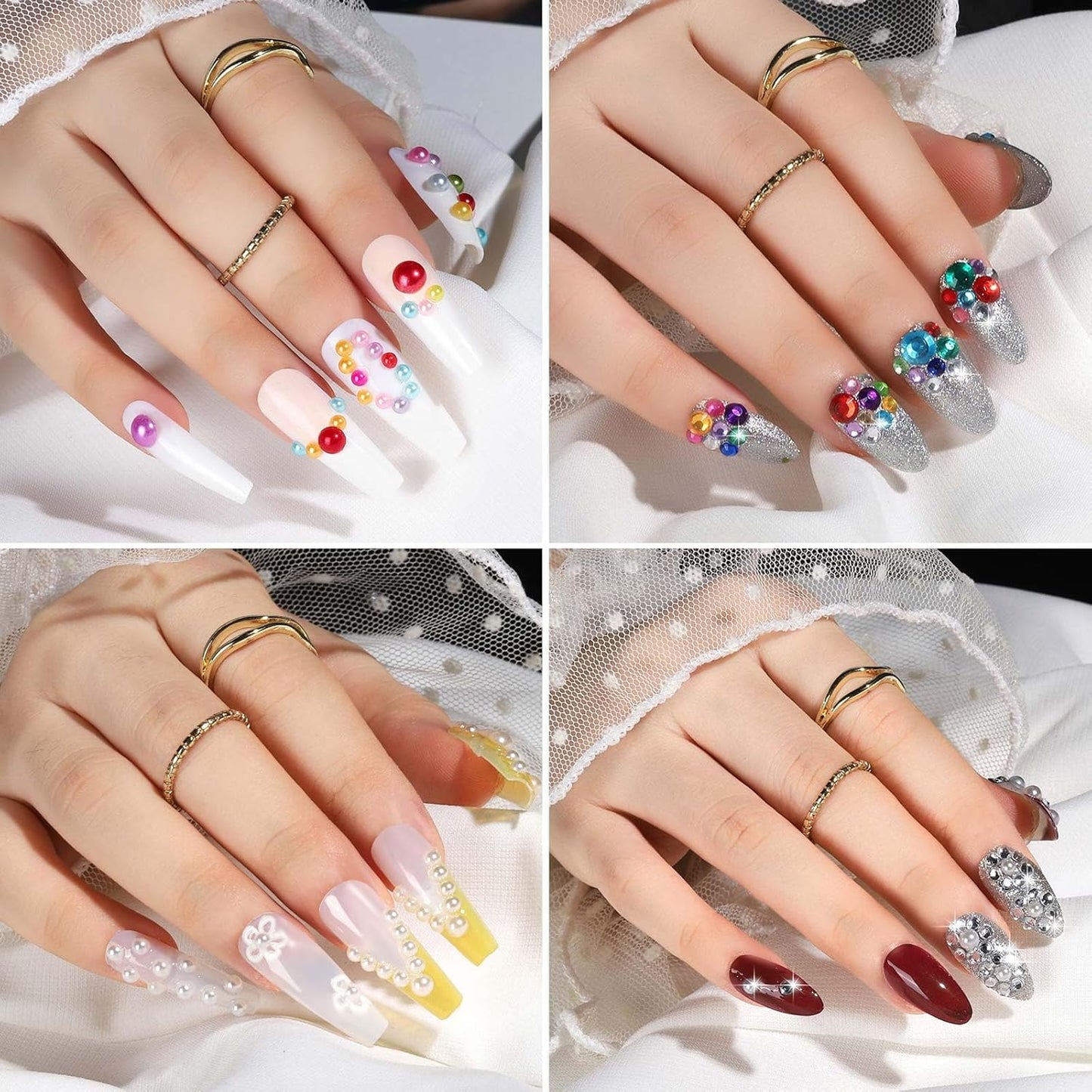 Teenitor Face Gems Hair Pearls Rhinestones for Makeup Festival Face Jewels Hair Jewels, 1300PCS Self-Adhesive Rhinestones and Gems for Face, Hair, Body, Eye