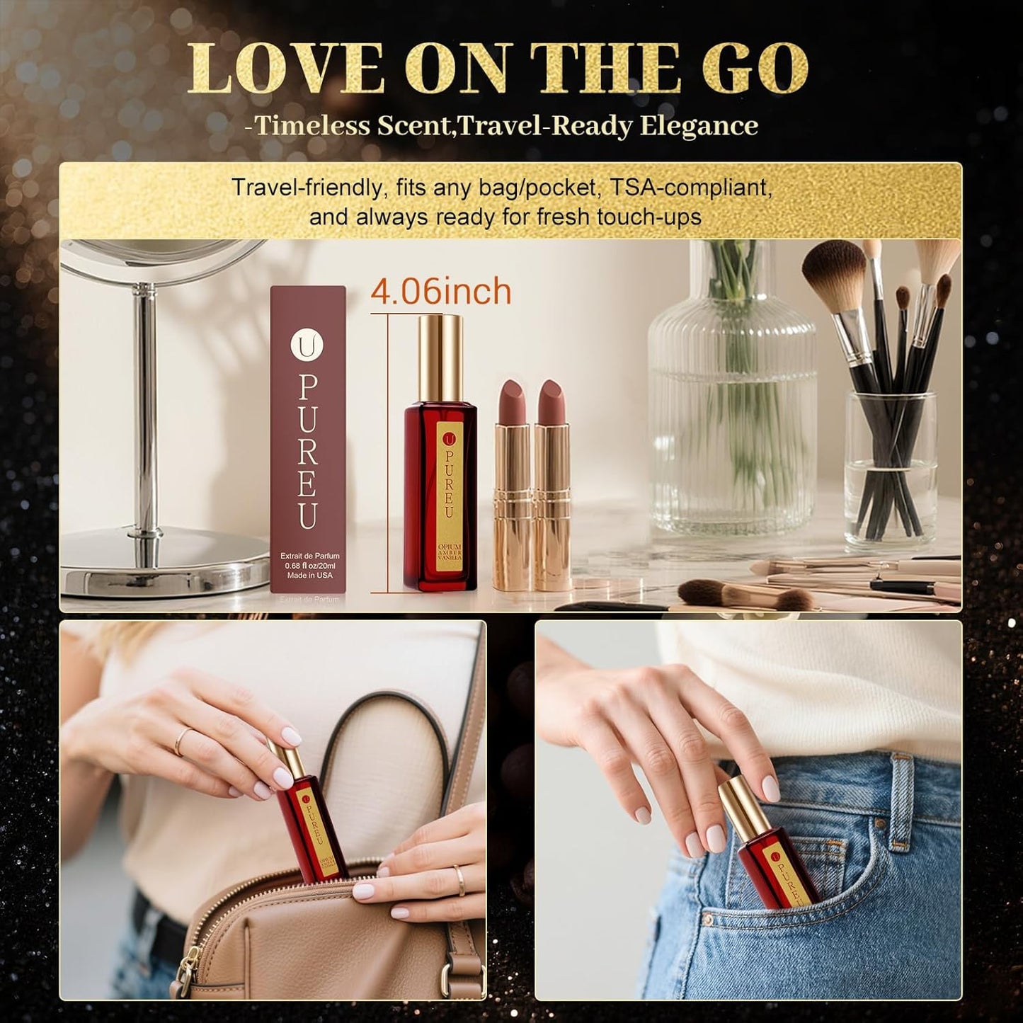 Opium Vanilla Perfume for Women - Vanilla, Coffee, Pear,Patchouli, White Jasmine Floral - Eau de Parfum Long Lasting Spray Perfumes Travel Size Extrait de Parfum, 20ML/ 0.7 fl (Opium Amber Perfume)