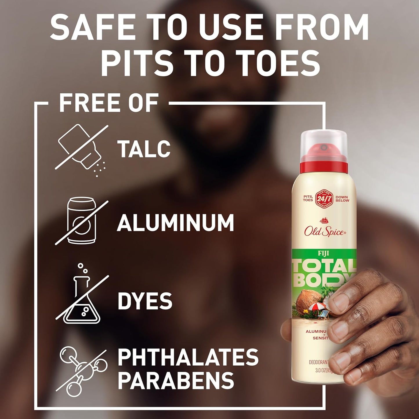 Old Spice Whole Body Deodorant Spray for Men, Aluminum Free, Fiji Scent, 24/7 Odor Protection, 24/7 Lasting Freshness, Dermatologist Tested, Gentle on Skin, Safe to Use All Over, 3.5 oz