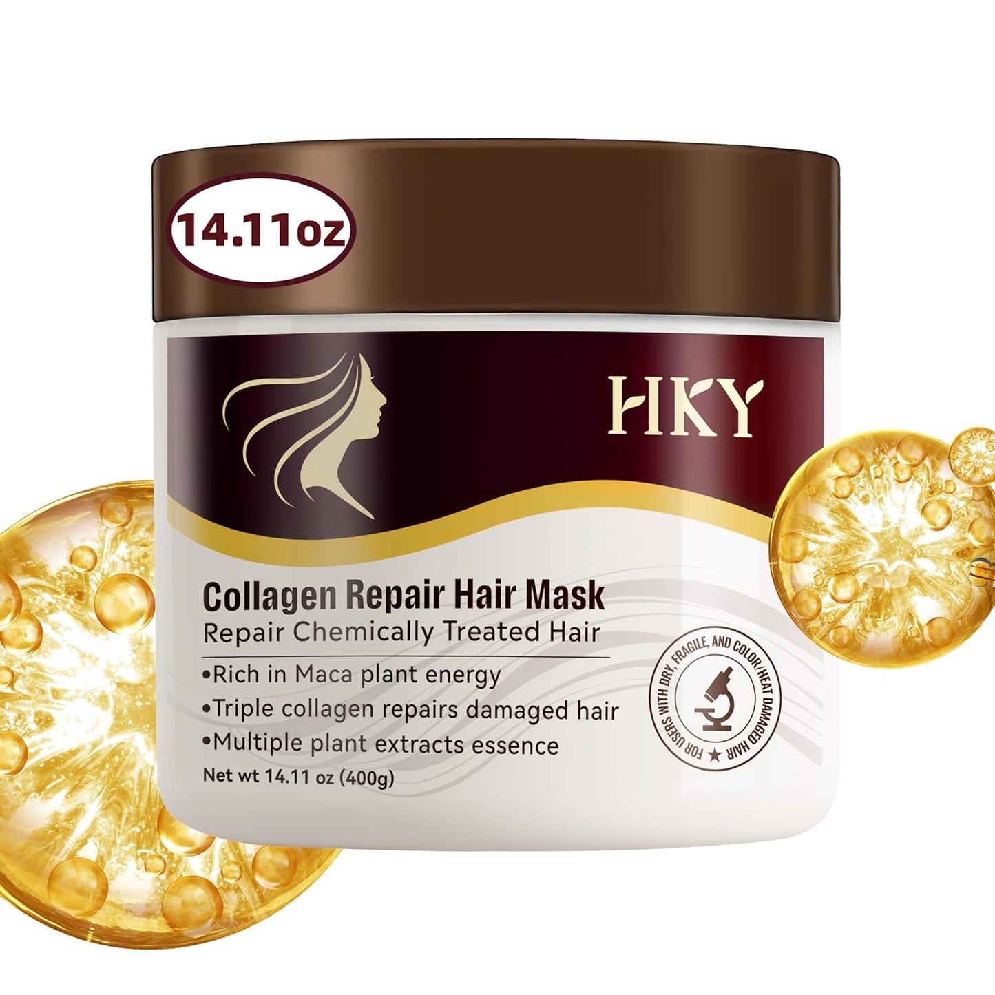 HKY Hair Treatment Collagen Hair Mask Deep Conditioner Hair Care For Repair Damaged Dry Growth Hydration With Maca, Vitamin B5, Purslane For Home Hair Salon (Large capacity)