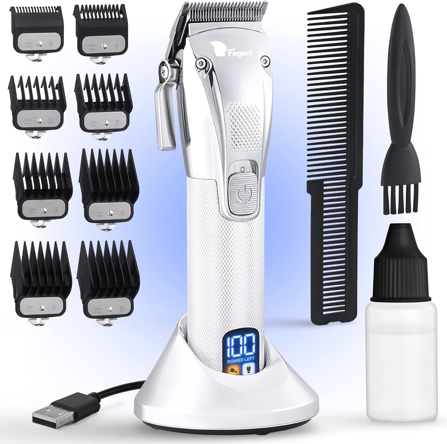 Fagaci Hair Clippers for Men Professional with Precise Cutting, Turbo Power Professional Barber Clippers Cordless, Powerful Motor Fade Mens Hair Clipper Set, Precision Blades Haircut Machine Kit