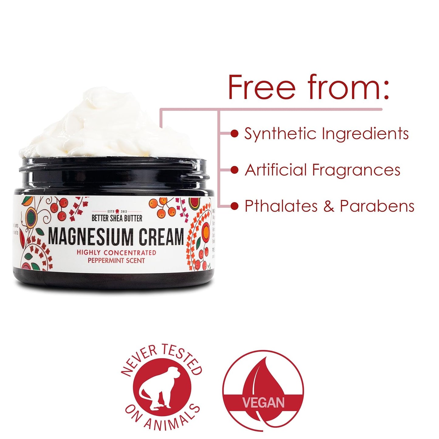 Better Shea Butter Magnesium Cream for Feet | Peppermint | Relieves Muscle Tension and Cramps | Night Lotion for Pregnancy, Kids and Babies | Organic and Natural Ingredients