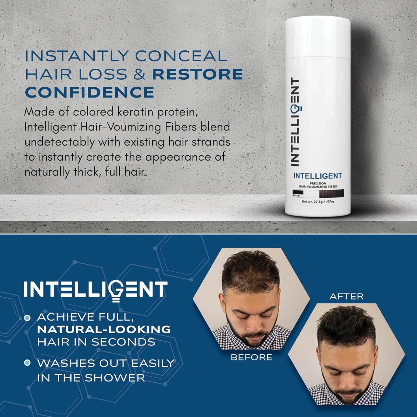 Intelligent Precision Hair-Volumizing Fibers (Light Brown) | Undetectably Fill in Thinning Hair | 6 Shades Designed For Men or Women | 27.5g