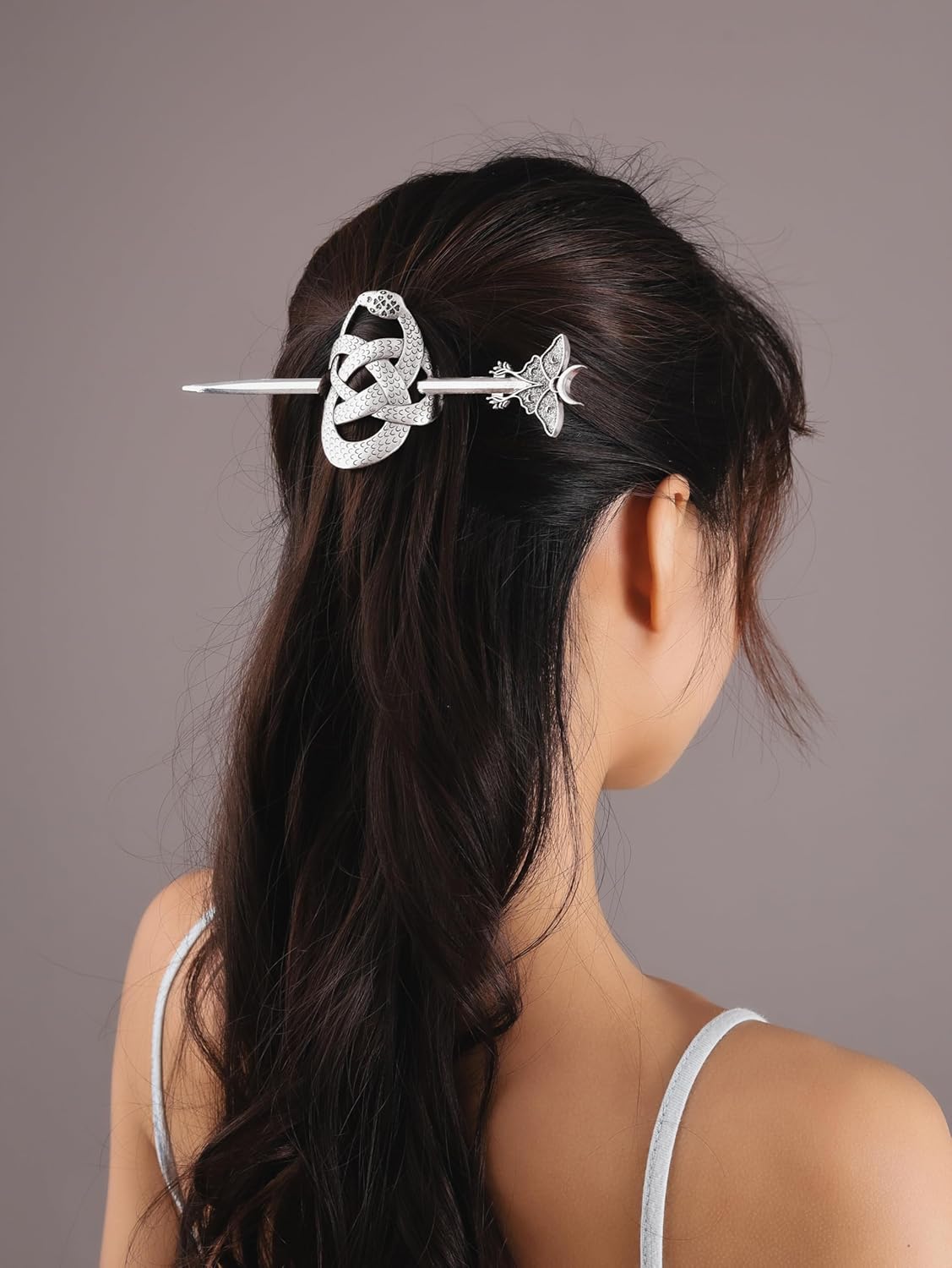 HAQUIL Viking Snake Moth Hairpin, Viking Celtic Knot Retro Hairpin, Minimalist Hair Accessories for Women