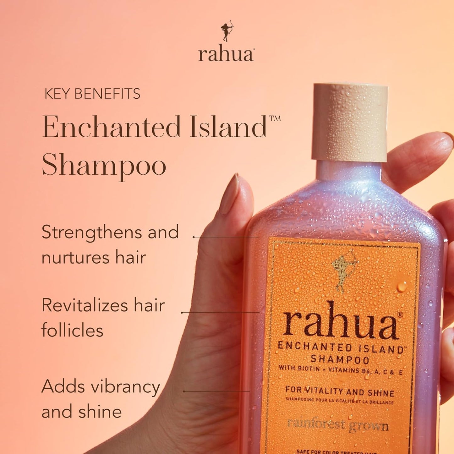 Rahua Enchanted Island Shampoo, Vegan, Sulfate Free Nourishing Shampoo with Biotin, For All Hair Types, Supports Healthy Growth and Shine, Coconut Guava Scent, Hair Care for Men and Women, 9.3 Fl Oz