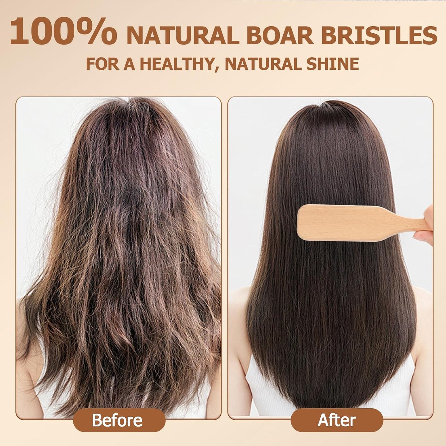 Boar Bristle Slick Back Hair Brush for Men Women Kids – Ideal for Sleek Ponytails, Buns, Smoothing Baby Hairs Flyaways with Edge Control & Volume Creation, Wide Rat Tail for Sectioning & Parting