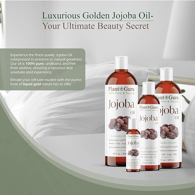 Jojoba Oil 4 fl. oz. Cold Pressed Unrefined - 100% Pure Natural Moisturizer For Skin, Body, Face And Hair Growth. Deeply Hydrating Carrier Oil For DIY Soap Making and Massage