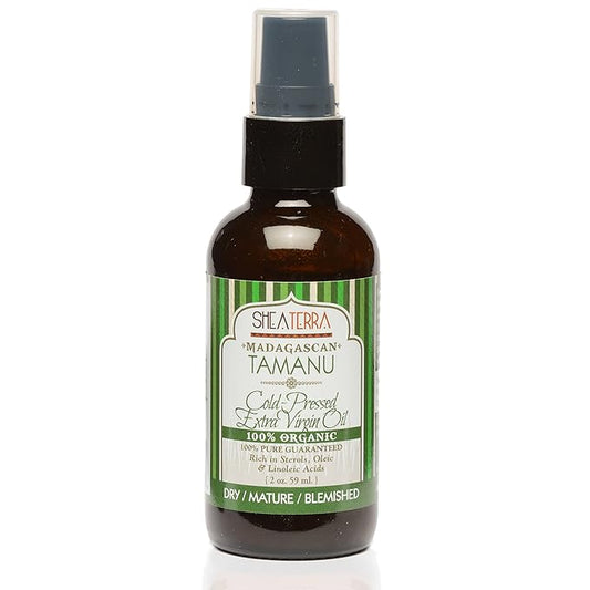Shea Terra Madagascar Tamanu Cold-pressed Extra Virgin Oil |All Natural & Organic Oil Rich in Anti-Aging Amino Acids & Anti-Acne Properties for Softer, Hydrated & Blemish-Free Skin – 2 oz