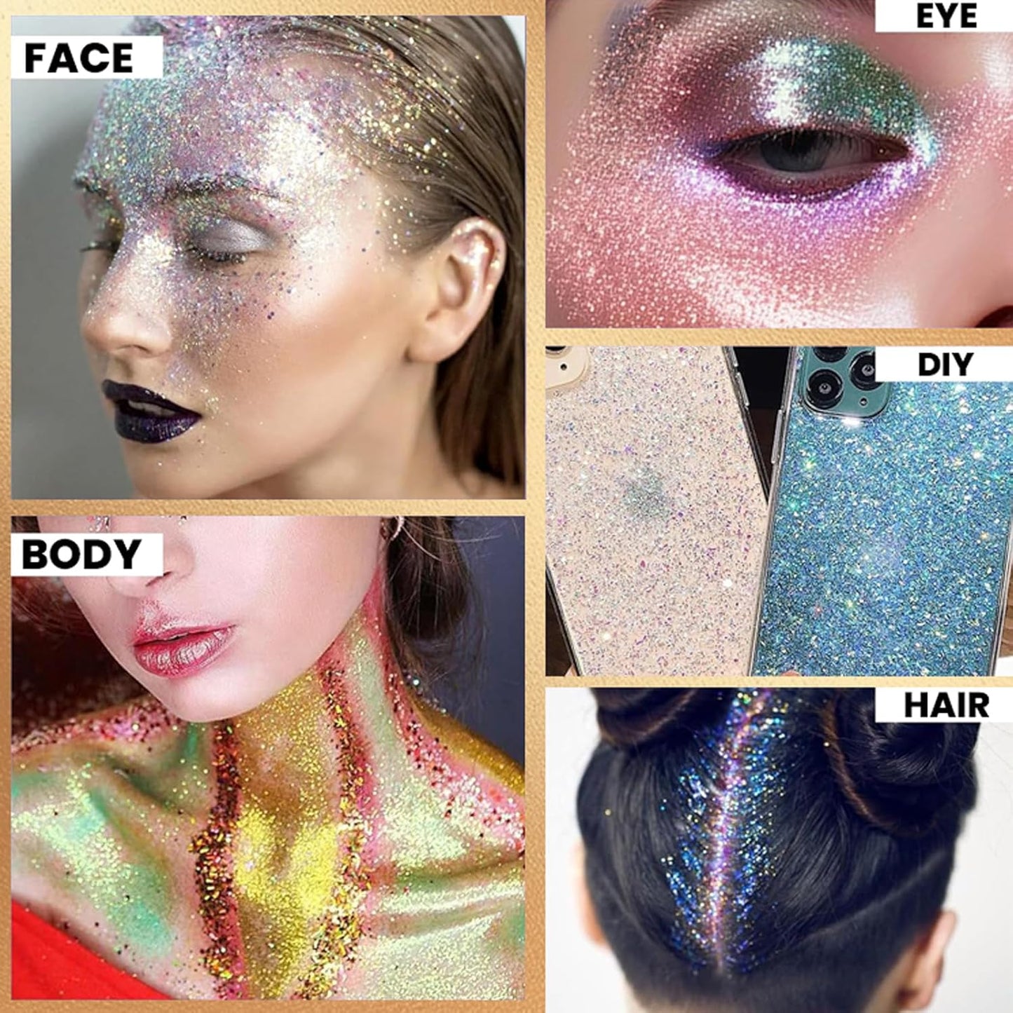 MEICOLY Gold Face Body Glitter Stick,Music Festival Accessories Outfits for Women,Sparkle Glitter Makeup for Face/Body/Hair/,Hair Glitter for Kids,Mardi Gras Accessories,Fine Glitter