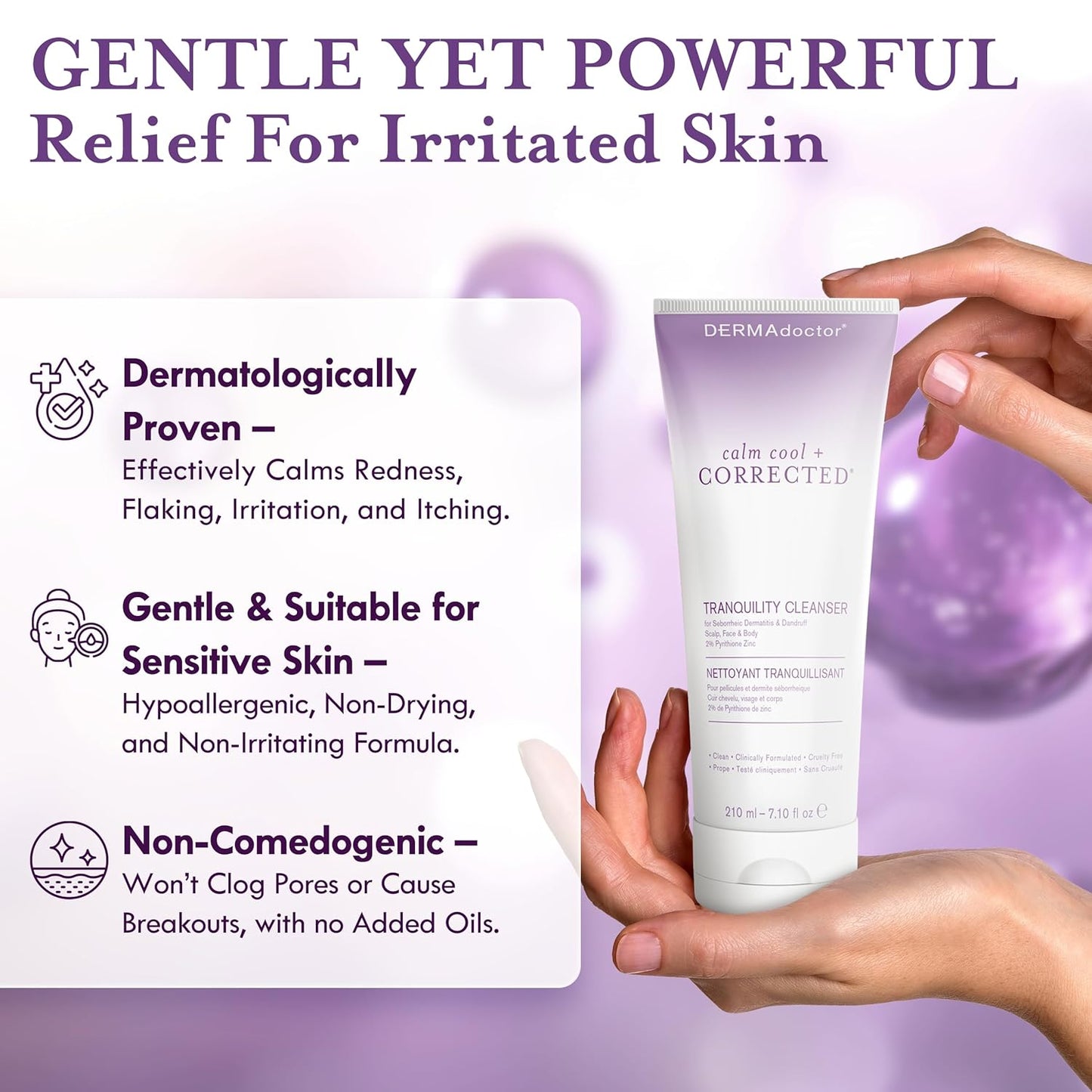 DERMAdoctor Tranquility Cleanser Dermatologist Formulated 2% Pyrithione Zinc for face body & Scalp - 7.10 oz