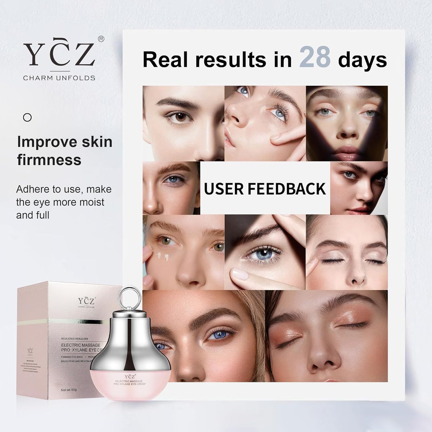 Ycz Electric Massage Eye Cream for Dark Circle, Firm and Smooth of Fine Lines, Tired Eye Refreshment with Gentle Vibration, for Anti-Wrinkle, Firming, Moisturizing