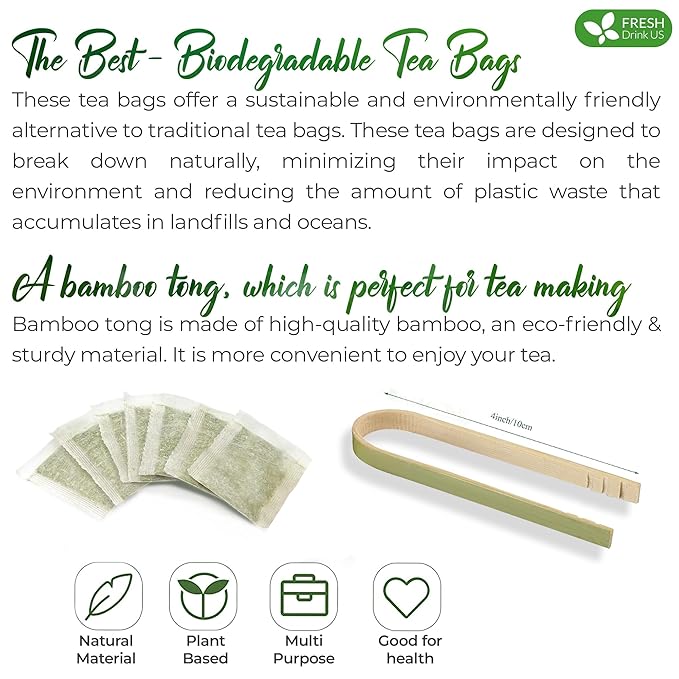 FreshDrinkUS, Premium 120 Mulberry Leaf Tea Bags, 100% Natural & Pure from Mulberry Leaves. Loose Leaf Mulberry Herbal Tea. Made with Natural Material Tea Bags. No Sugar, No Caffeine, No Gluten, Vegan.